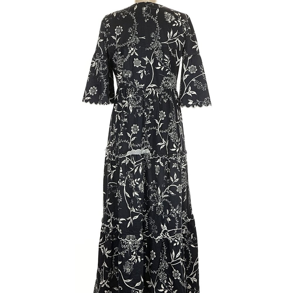 Tuckernuck Westwind Ginger Tiered Flutter Sleeves Maxi Dress Medium